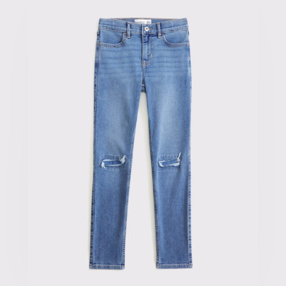 Abercrombie Kids High Rise Jean Legging Light Wash Distressed Jeans 13/14 Short